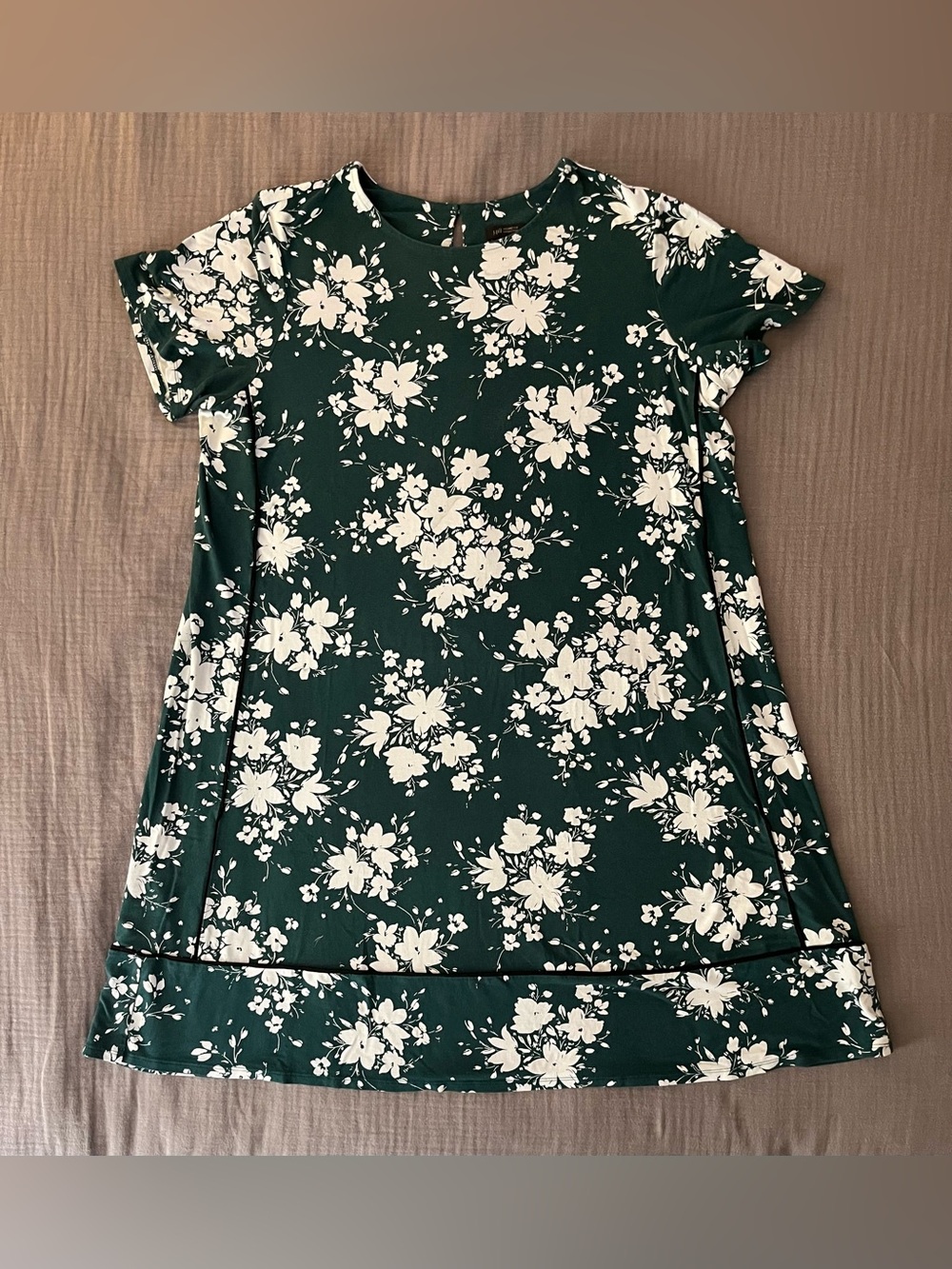 J. Jill Wearever Collection green/white floral print dress stretch EUC XL